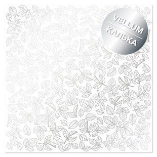Веллум зі срібним візерунком Silver Rose leaves, 29,7х30,5 см, 90 г/м&sup2;, аркуш, Fabrika Decoru
