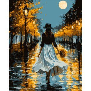 Картина по номерам SANTI Девушка с букетом, 40x50 см, LED-подсветка