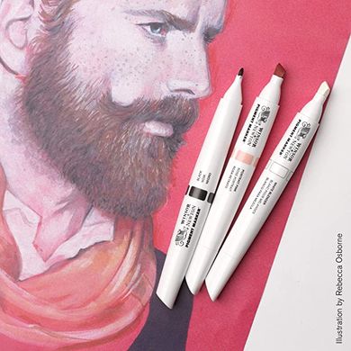 Маркер двусторонний, Pigment marker, (007) Желто-оранжевый, Winsor & Newton