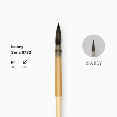 Пензель з білки круглий натуральний, Isabey, №10, перо, коротка ручка