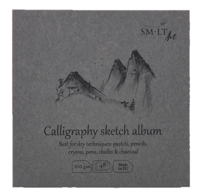 Альбом для каллиграфии и леттеринга Authentic Layflat 14x14 см, 100 г/м2, 48 листов, белый, Smiltainis