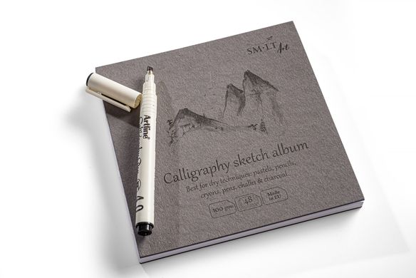 Альбом для каліграфії та леттерингу Authentic Layflat 14x14 см, 100 г/м2, 48 аркушів, білий, Smiltainis