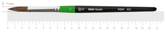 Пензель 612, №11, поні круглий, коротка ручка, ROSA Studio