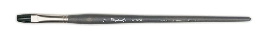 Кисть синтетика плоская Raphaël Softacryl 871, №12, длинная ручка