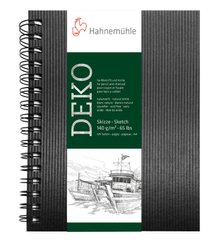 Скетчбук на спіралі Deko А4, 21х29,7 см, 140 г/м², 62 аркуші, чорний, Hahnemuhle