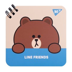 Блокнот Line Friends Brown, 11х11 см, 80 аркушів, подвійна спіраль, YES