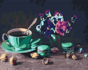 Картина за номерами Кава з макарунами, 40x50 см, Brushme