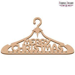 Артборд вешалка с надписью Merry Christmas, 21x40 см, неокрашенный, МДФ, Fabrika Decoru
