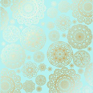 Папір з тисненням Golden Napkins Turquoise, 30,5x30,5 см, 200г/м&sup2;, фольгований, односторонній, аркуш, Fabrika Decoru