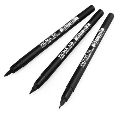 Набор лайнеров-ручек Pigma Brush Pen, Черный, 3 штуки, Sakura
