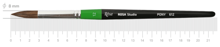 Пензель 612, №12, поні круглий, коротка ручка, ROSA Studio