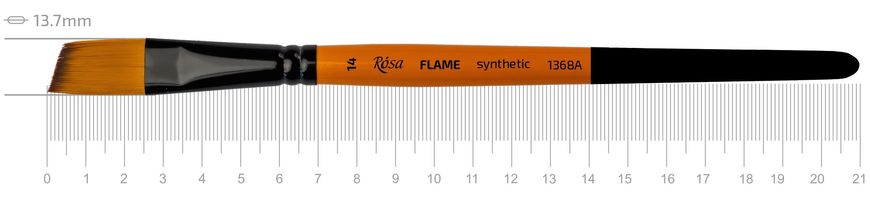 Пензель Flame 1368A, №14, cинтетика, кутовий, коротка ручка, Rosa