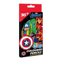 Набор цветных карандашей Marvel Avengers, 24 цвета, 12 штук, YES