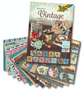 Набор бумаги для скрапбукинга VINTAGE, 24x34 см, 80/270 г/м2, 26 листов, Folia