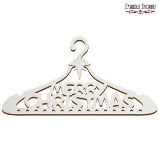 Артборд вешалка с надписью Merry Christmas, 21x40 см, белый, МДФ, Fabrika Decoru