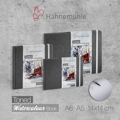 Скетчбук для акварели Toned Grey Book, 14х14 см, 200 г/м², 30 листов, серый, Hahnemuhle