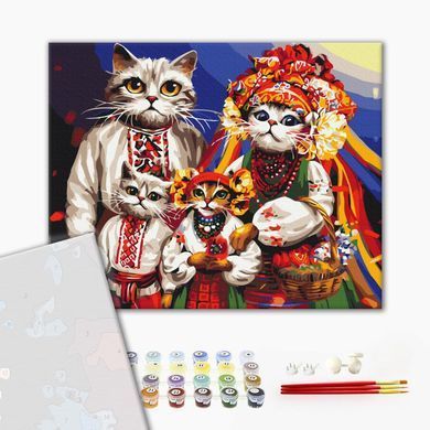 Картина по номерам Кошачья семья &copy; Марианна Пащук, 40х50 см, Brushme
