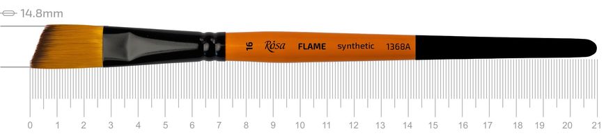 Пензель Flame 1368A, №16, cинтетика, кутовий, коротка ручка, Rosa