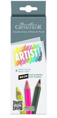Набір кольорових неонових олівців МЕГА Artist Studio Line 5 штук + графітовий МЕГА НВ, Cretacolor