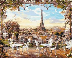 Картина за номерами Кафе з видом на Ейфелеву вежу, 40x50 см, Brushme