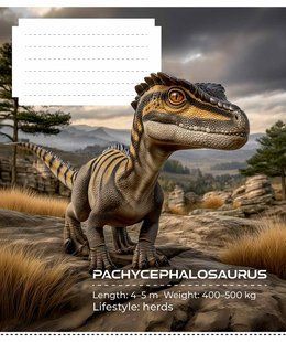 Зошит учнівський, 12 аркушів, у лінію, ВД-лак, Dinosaurs , Школярик
