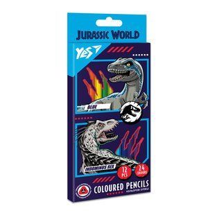 Набір кольорових олівців Jurassic World, 24 кольора, 12 штук, YES