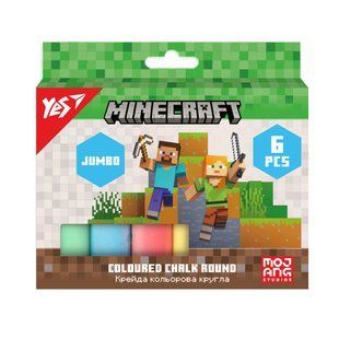 Крейда кольорова Yes Minecraft, JUMBO, 6 штук