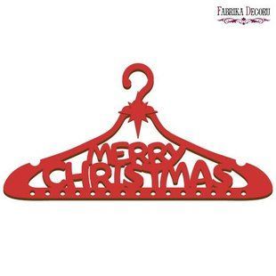 Артборд вешалка с надписью Merry Christmas, 21x40 см, красный, МДФ, Fabrika Decoru