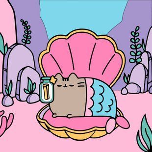 Картина по номерам Pusheen Русалочка, 25х25 см, Santi