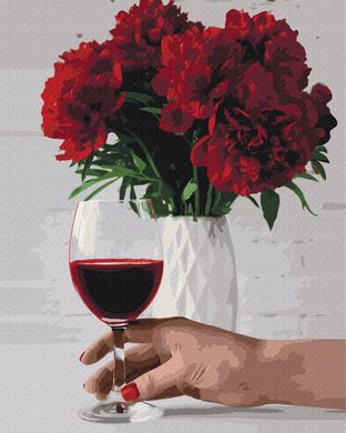 Картина за номерами з пофарбованими сегментами Півоноподібне вино, 40x50 см, Brushme