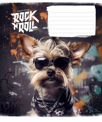 Зошит учнівський Rock star А5, 12 аркушів у клітинку, вододисперсійна обкладинка, Star