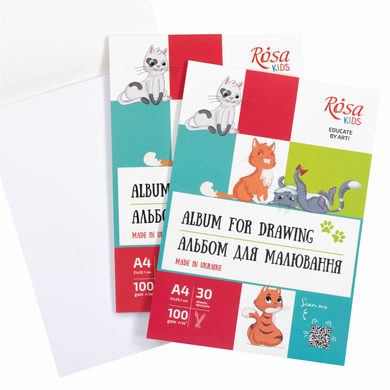 Альбом-склейка для малювання Cats, А4, 21х29,7 см, 100г/м2, 30 аркушів, ROSA Kids