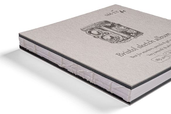 Альбом для ескізів Authentic Bristol Layflat, 14,8x14,8 см, 185 г/м2, 32 аркуші, білий, гладкий, Smiltainis