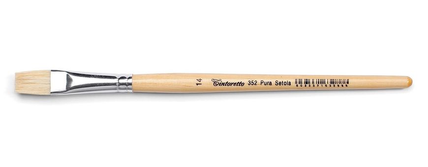 Кисть щетина плоская 352 Pura Setola, №8, короткая ручка, Tintoretto