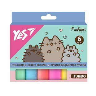 Крейда кольорова Yes Pusheen, JUMBO, 6 штук