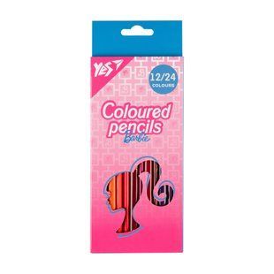 Карандаши цветные двусторонние Barbie, 24 цвета, 12 штук, YES