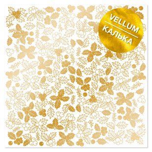 Веллум із золотим візерунком Golden Winterberries, 29,7х30,5 см, 90 г/м&sup2;, аркуш, Fabrika Decoru