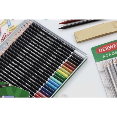Набор цветных карандашей Academy, металлическая коробка, 24 штуки, Derwent