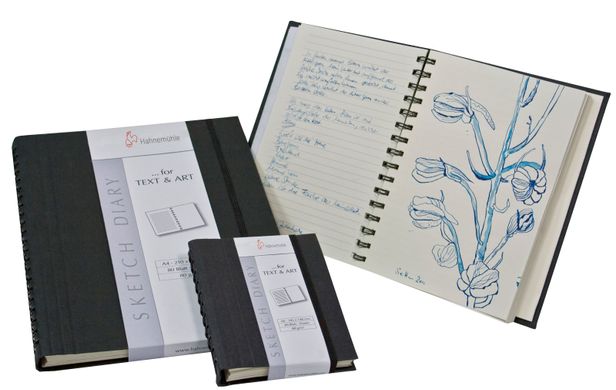 Скетчбук-дневник на спирали Diary А5, 14,8х21 см, 120 г/м², 60 листов, черный, Hahnemuhle