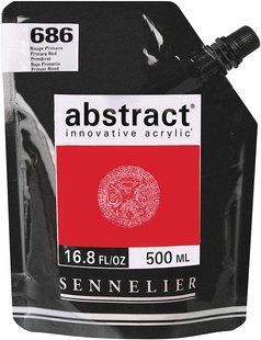 Краска акриловая Sennelier Abstract, Красный основной №686, 500 мл, дой-пак