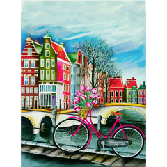 Полотно на картоні з контуром, Міста „Амстердам 3“, 30х40, бавовна, акрил, ROSA START