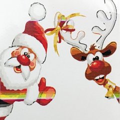 Картина по номерам Strateg Дед Мороз с оленем, 20х20 см, HH6334