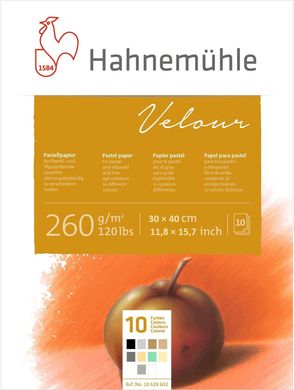 Альбом-склейка для пастелі Velour, 30x40 см, 260 г/м², 10 аркушів, 10 кольорів, Hahnemuhle