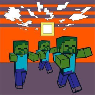 Картина за номерами Minecraft Втеча зомбі, 25х25 см, LED підсвітка, Santi