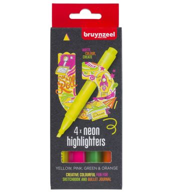 Набір маркерів Neon Highlighter 4 кол, Bruynzeel
