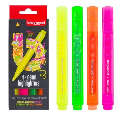 Набор маркеров Neon Highlighter 4 цв, Bruynzeel
