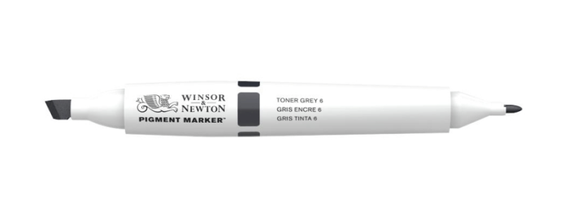 Маркер двосторонній, Pigment marker, (135) Сірий тонер 6, Winsor & Newton