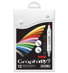 Набір двосторонніх Brush маркерів Essential, 12 шт, Graph'it