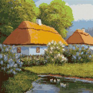 Алмазная мозаика SANTI Хутор, 40x40 см, на подрамнике