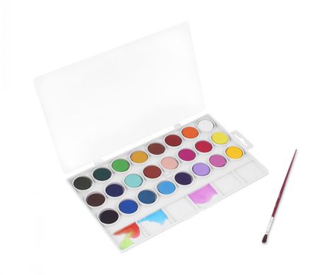 Набір акварельних фарб JOVI 24 кольори в таблетованій сухій формі 22 мм + пензлик